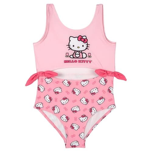 Hello Kitty Newborn Baby Girls One Piece Bathing Suit UPF 50+ Light Pink Cut-Out 0-6 Months