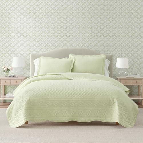 Martha Stewart - Twin Size Qui...Bed Set, Vintage Scallop Green