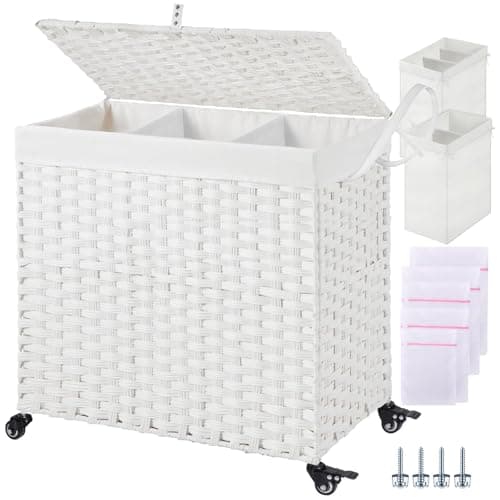 Greenstell Laundry Hamper with...n Divided Laundry Basket White