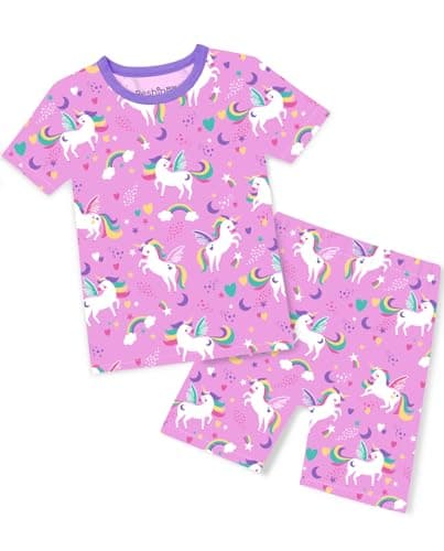 babee Reshinee Toddler Girls Summer Short Sleeve Pajamas Kids Pjs 8Y Unicorn Mermaid 2pcs
