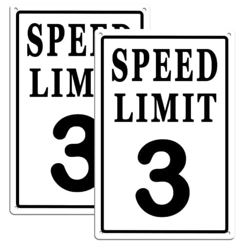 Fast Three Birthday Decorations for Boys, 2 Pack, Speed Limit 3 Signs, Funny 3rd Birthday Decor, Race Car Themed Party Decorations, Metal Sign 8x12 Inch