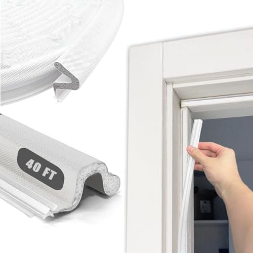 40 FT Door Frame Extra Thick Kerf Non-Adhesive Weather Stripping Seal Strip PU Foam, PE Cover, Groove Slot Installation for Large Gap, Sound, Dust, Water Insulation (40 FT, White, Extra Thick Flanged)