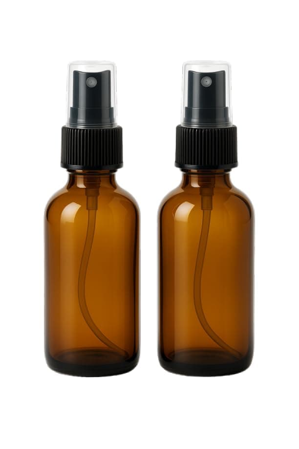 Onisavings 2 Oz Pack of 2 Glass Spray Bottles-Use to Store for Essential Oils, Perfumes,Face Mist, Fragrances, Water Size, Amber Glass Spray