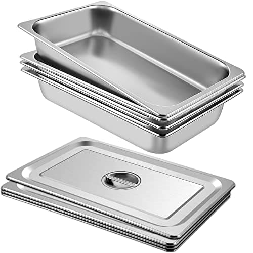 VEVOR 4 Pack Stainless Steel F...& Catering, 20.8" x 13" x 3.7"
