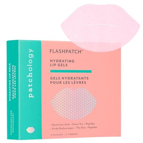 Patchology FlashPatch Hydrating Lip Mask Gels with Hyaluronic Acid, Green Tea & Peptides – Ultra Moisturizing Lip Treatment for Dry Lips – Hydration & Repair (5 Count)