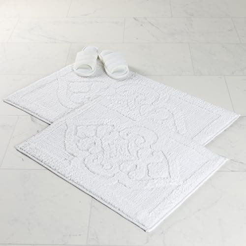 Superior Bath Rug Set, Small A...ction, Set of 2, Medium, White