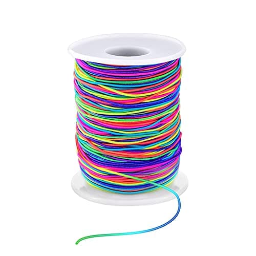 LUSTEMBER 1mm Stretchy Bracelet String, Sturdy Rainbow Elastic String Elastic Cord for Jewelry Making, Necklaces, Beading and Crafts