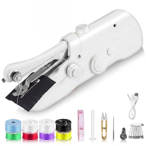 Handheld Sewing Machine,Dual Powered(USB & Battery) Cordless,Lightweight Ergonomic Design for Beginners,Portable Mini&Electric&hand held for Clothes,Fabric Denim Hemming Pants Mending DIY