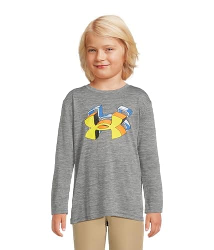 Under Armour Boy's HD Logo Twist Tech Long Sleeve (Little Kid) Castlerock 5 Little Kid