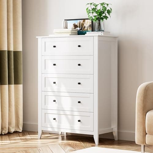 IDEALHOUSE White 5 Drawer Dres... Drawers for Entryway, Hallway