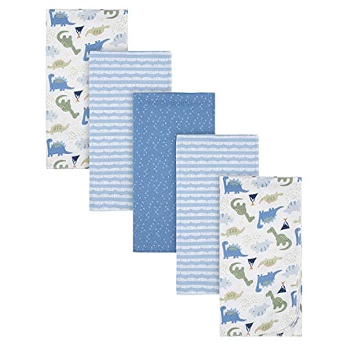 Gerber Boys Newborn Infant Bab...nket, Dinosaur Blue, Pack of 5
