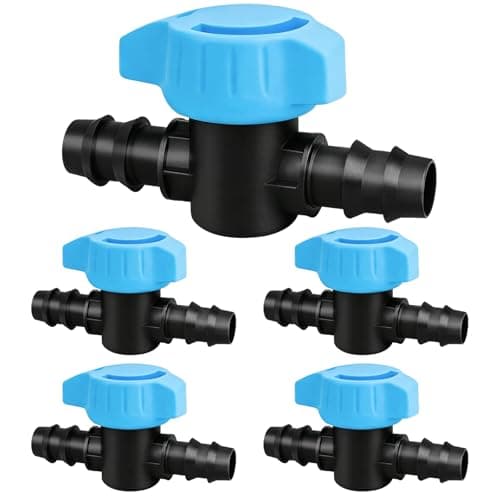 WZFLRUA 5 Pack 1/2 Inch Drip Irrigation Shut Off Valve Fittings - 1/2'' Drip Line Barbed Shut-off Valves Connectors for 1/2 Inch Drip Irrigation Tubing (.570-.620" ID) Drip System Water Flow Control