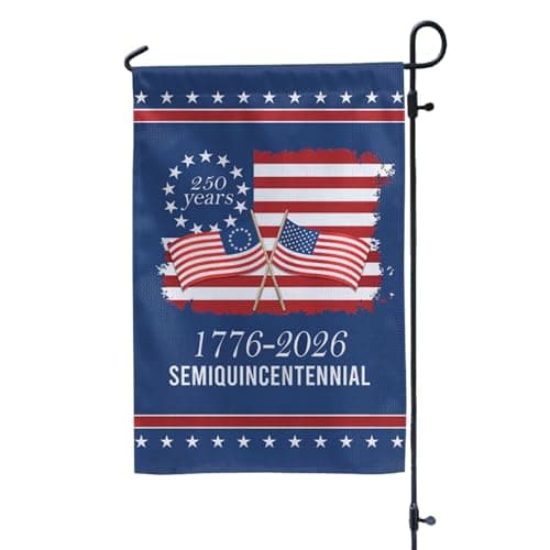 GADINO American 250 Garden Flag 12 x 18 Inch, USA 250th Anniversary Patriotic Garden Flag with USA Map & Crossed American Flags, 1776–2026 Semiquincentennial, Double-Sided Outdoor Decor