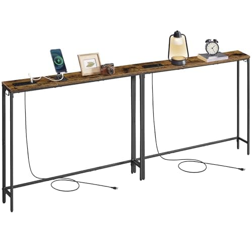 VASAGLE Set of 2 Console Table...Brown and Ink Black ULNT078K01
