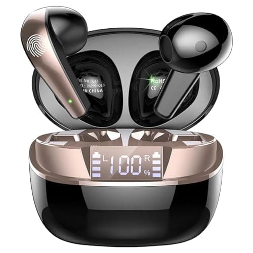 Wireless Earbuds, Bluetooth 5.4 Headphones In Ear, True Wireless Ear Buds HiFi Stereo Deep Bass with 4 ENC Noise Cancelling Mic, Bluetooth Ear Buds 47H Long Playtime LED IP7 Waterproof USB-C (Black)