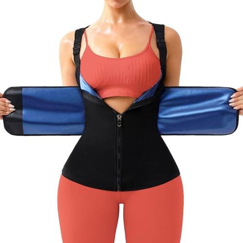 FUXERT Sauna Vest for Women Sweat Waist Trainer Vest for Belly Fat Sauna Tank Top with Zipper for Gym Exercise(BK XL)