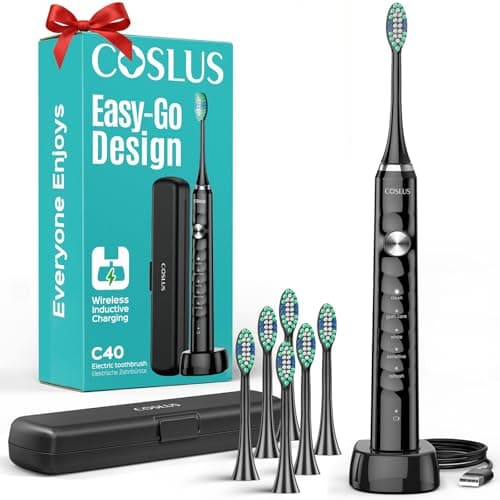 COSLUS Sonic Electric Toothbru... Heads for Family, Black (1PC)
