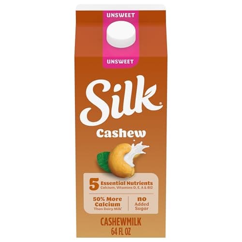 Silk Cashew Milk, Unsweetened,...erified, Half Gallon, 64 Fl Oz