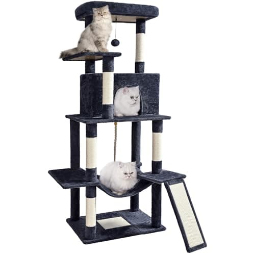 ABCPET Cat Tree Tower 63in Mul...rm for Cats to Play, Dark Grey