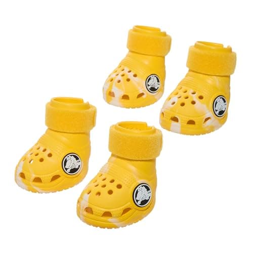 BarkBox Yellow Crocs Dog Shoes...trap, Breathable, Glow-in-Dark