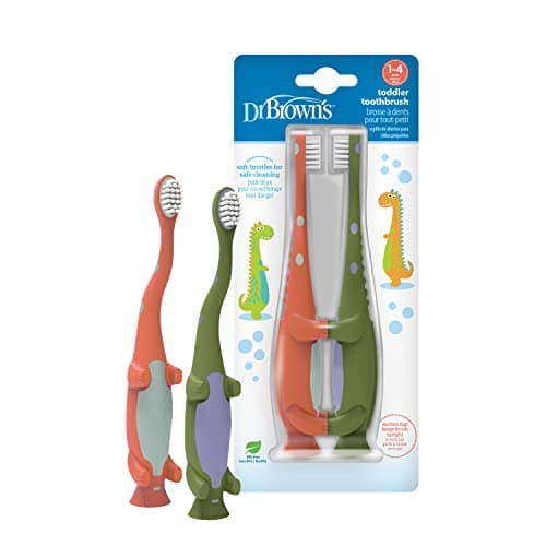 $3.99* | Dr. Brown's Baby and Toddler Toothbrush, Green and Orange Dinosaur 2-Pack, 1-4 Years at Amazon