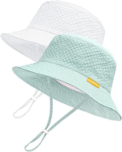 2-Pack Hongteya Toddler UPF 50+ Wide Brim Bucket Sun Hat (White/ Light Blue) $5.99 ($3.00 each) + Free Shipping w/ Prime or on $35+