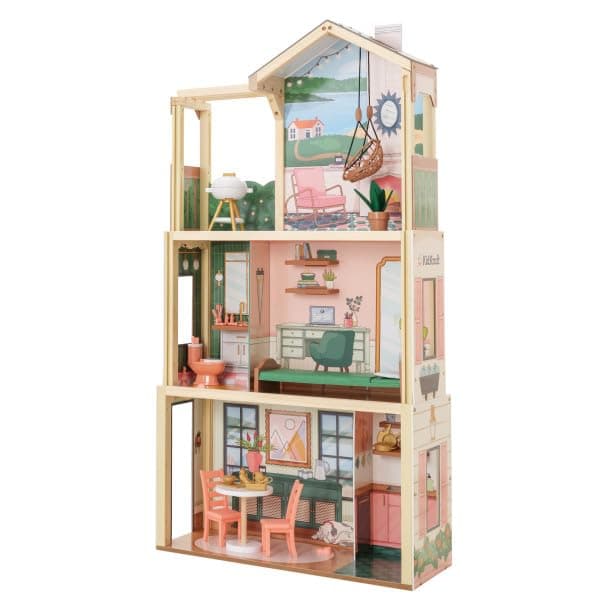 Click & Play Fully Assembled Pop-Up Wooden Dollhouse