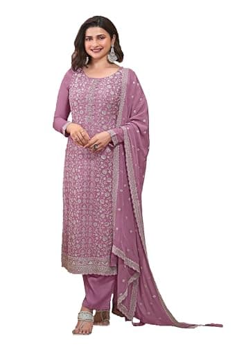 STELLACOUTURE Eid festival ready to wear salwar kameez embroidered indian wedding plus size shalwar suit for women 2783-O (Purple, 42)