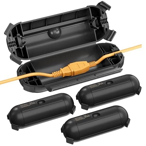 [4 Pack] Outdoor Extension Cord Cover Waterproof, BN-LINK Outdoor Plug Protector, Electrical Connection Box for Holiday String Lights & Tools, Black