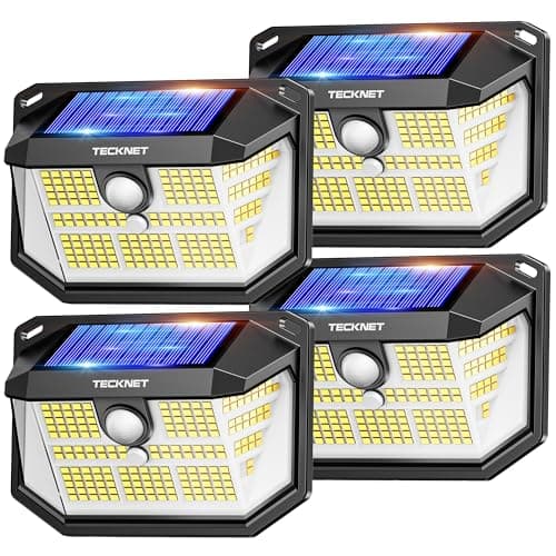 4-Pk TECKNET Solar Motion Sensor IP65 Outdoor Wall Lights (Black, Cool White) $10.05 & More