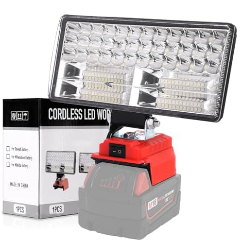 LED Work Light Compatible with Milwaukee 18V Battery, FOSFIS 8'' 100W 10000 Lumens Cordless Flood Lights Portable Work Light, USB and Type-C Charger Port for Camping Emergency
