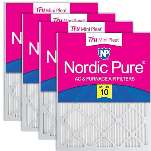 Nordic Pure 12x20x1 (Actual Size: 11 1/2 x 19 1/2 x 3/4) Tru Mini Pleat MERV 10 AC Furnace Air Filters – 2.5X More Media for Longer-Lasting, High-Efficiency Filtration - 4 Pack
