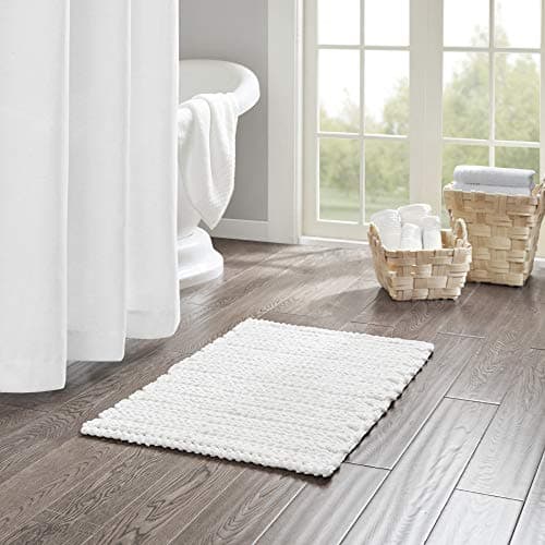 Madison Park Lasso 100% Cotton...ck Dry Bath Mat, 20x30", White