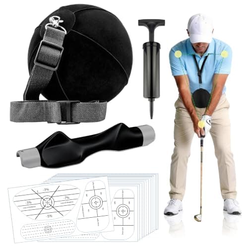 LarFaFa Golf Training Aids Kit, 3-in-1 Swing Training Set with Trainer Grip, Impact Tape for Golf Clubs, Inflatable Golf Training Ball, Pump and Adjustable Lanyard to Improve Swing Habits for Golfers