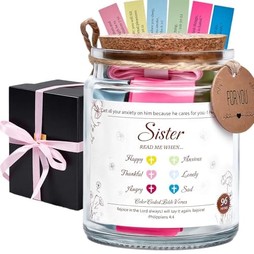 Bible Verses Jar,Sister Gifts,Birthday & Christian Graduation Gift for Sister in Law,Devotionals for Women,Inspirational Prayer & Reflection,Christmas Gift