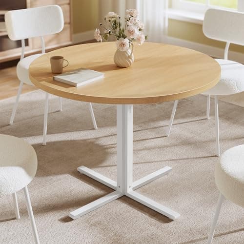 VASAGLE Dining Table, Small Ro...esistant, Oka Beige UKDT082Y02