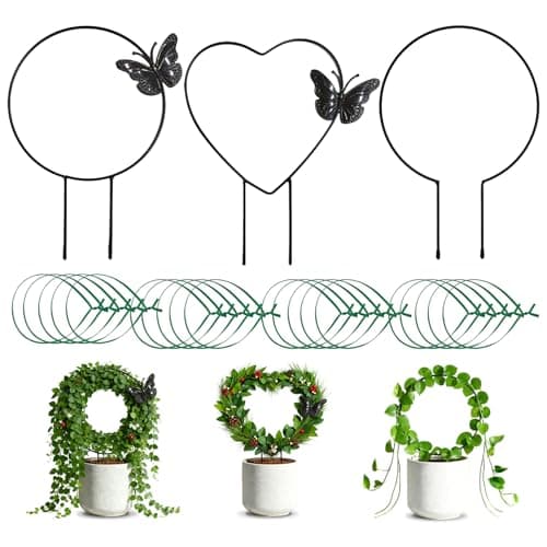 Indoor Climbing Plant Trellis - 3pcs Small Garden Potted Support Outdoor Plants Propagation Trellises Accessories with 20pcs Ties for Garden Plant Houseplant