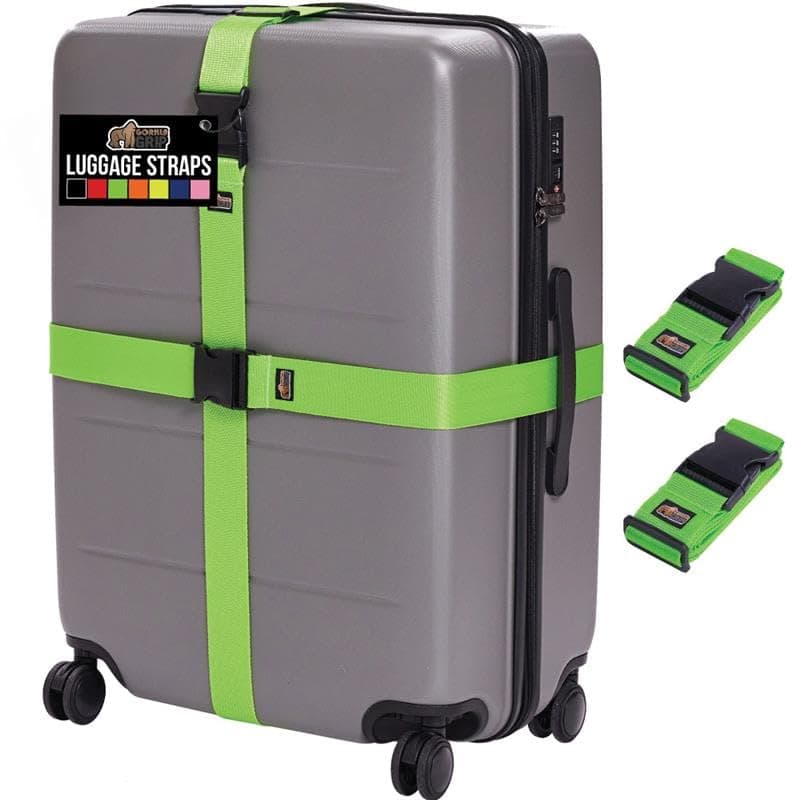 Gorilla Grip Heavy Duty Adjustable Luggage Straps 2-Pack for $8 + free shipping w/ Prime