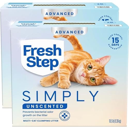 PRIME ONLY DEAL! $18.46 S&S AMAZON 37lbs (2 x 18.5) Fresh Step Advanced Simply Unscented Multi Cat Clumping Cat Litter, Low Dust, Odor Control  Compatible w Automatic Litter Boxes