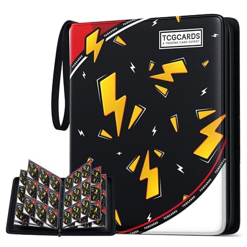 Card Binder for Pokemon Cards, 9 Pocket Trading Card Binder Holds 900 Cards with 50 Removable Sleeves, 3 Ring Zipper Card Holder Album Book Case for TCG, MTG, Sports Cards Collection, Boys Girls