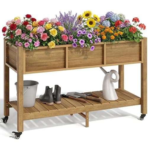 YITAHOME Raised Garden Bed HDP...lf for Vegetable Flower, Brown