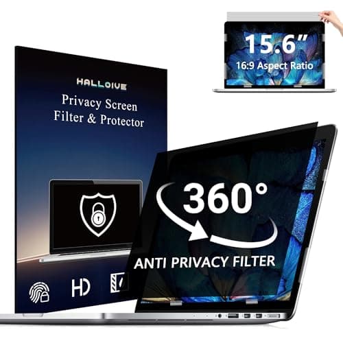 4-Way Laptop Privacy Screen Shield 15.6 Inch, Removable 16:9 Aspect 360° Privacy Filter Screen Protector for 15.6 Inch Laptop Computer, Anti Glare Blue Light Slide Mount Tabs Cover for Generic Laptop
