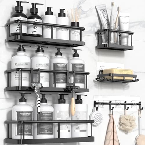 6-Piece Yasonic Shower Caddy Organizers w/ Hooks (Black) $11.39 + Free Ship w/Prime or on orders $35+