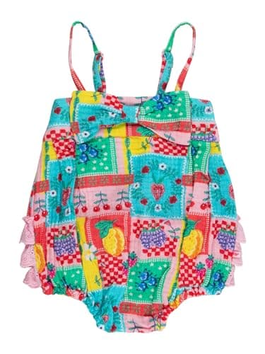 RuffleButts® Baby/Toddler Girls Sleeveless Tank Bubble Romper - Picnic Party, 3-6m