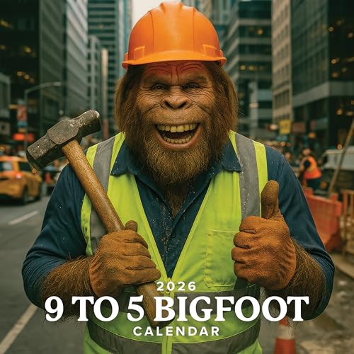 Off The Grid Calendars - 2026 9 to 5 Bigfoot | 12" x 12" | Wall Calendar - Funny White Elephant Gift
