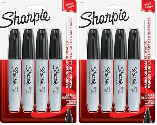 SHARPIE Permanent Markers Chis... Tip Black 4 Count (Pack of 2)