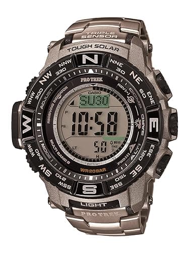 $330 | Casio Men's Pro Trek Atomic-Solar Titanium Band Watch at Amazon