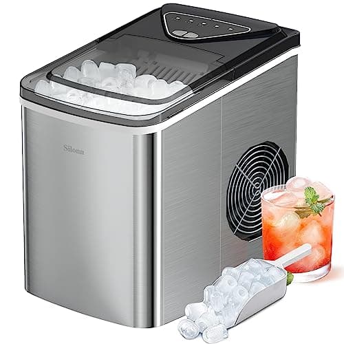 Silonn Countertop Ice Maker, 9.../Party/Office, Stainless Steel
