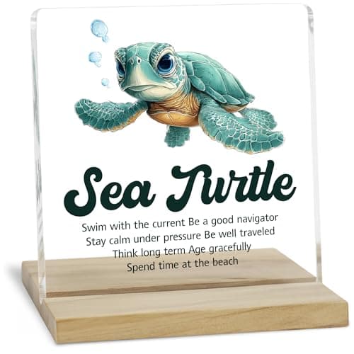Sea Turtle Desk Decor Sign, Turtle Desk Buddy Gifts Home Decor, Inspirational Gift Acrylic Plaque for Office