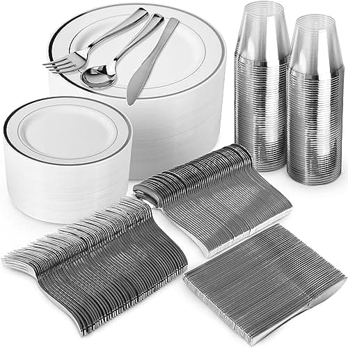600 Piece Silver Dinnerware Se...ty or Wedding up to 100 Guests